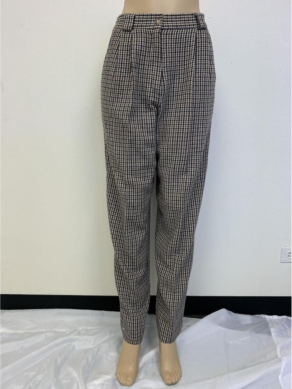 Vintage Counterparts Classic Wool Pants Women Sz 8 M Houndstooth Old Money Style